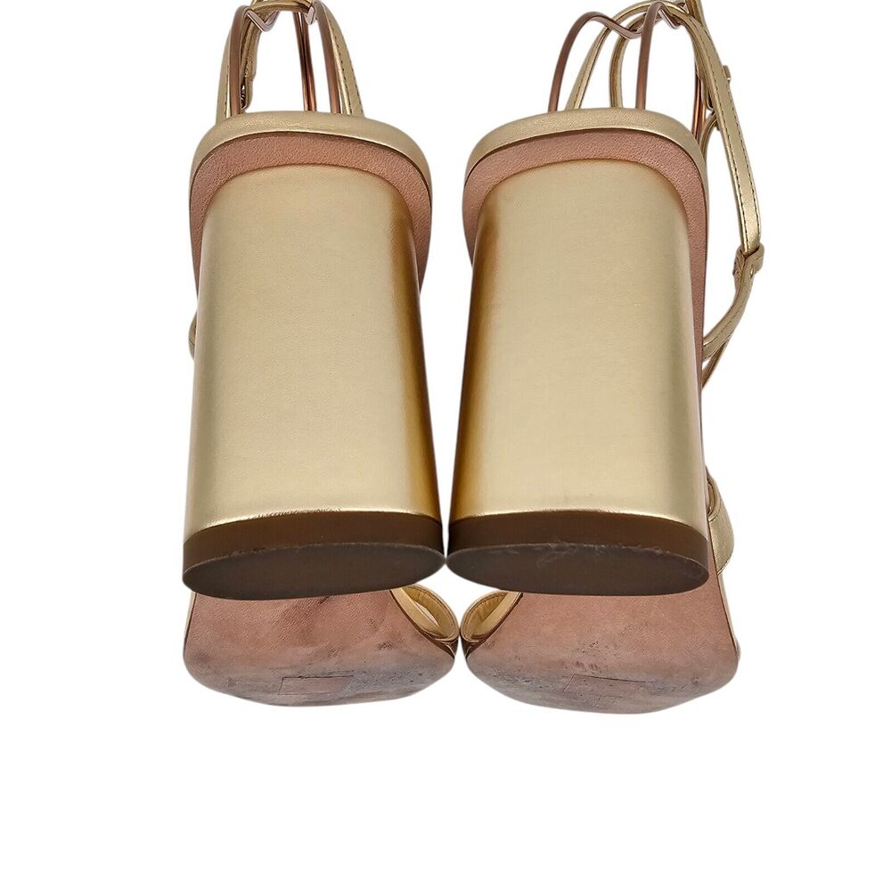 Christian Dior CD C'est Dior Heeled Sandal Size 37 US 7 Gold Metallic Strappy - Picture 11 of 12
